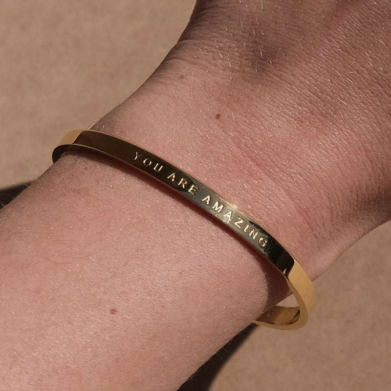 Engraved Cuff Bracelet in Gold or Silver