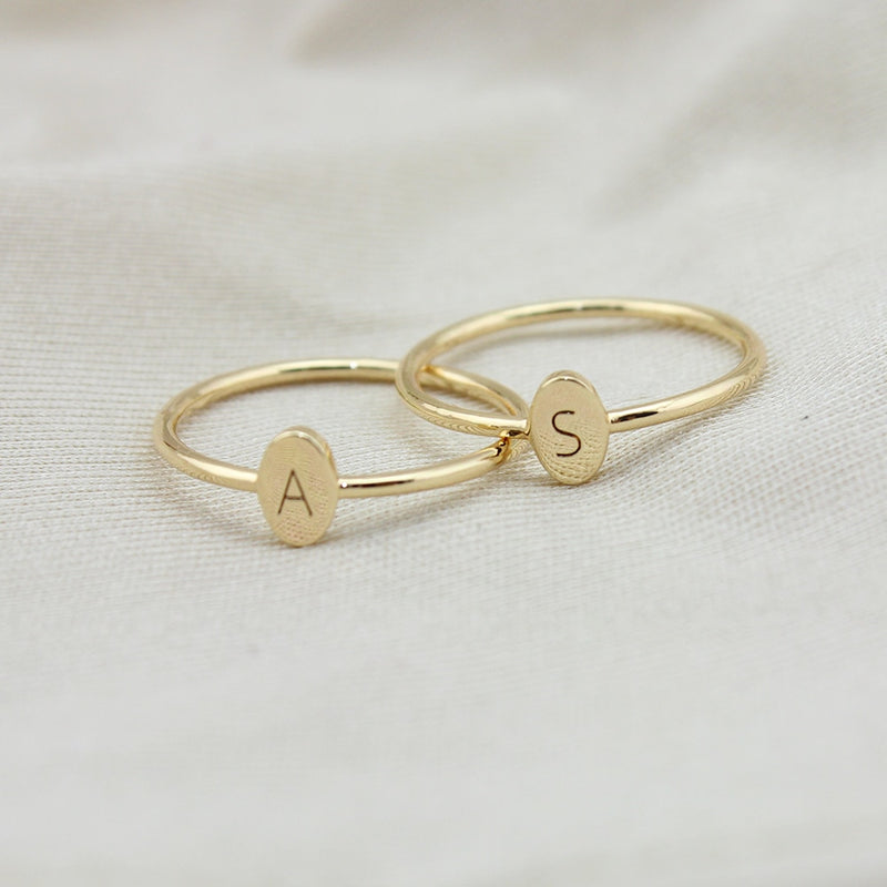 Fine Oval Initial Ring